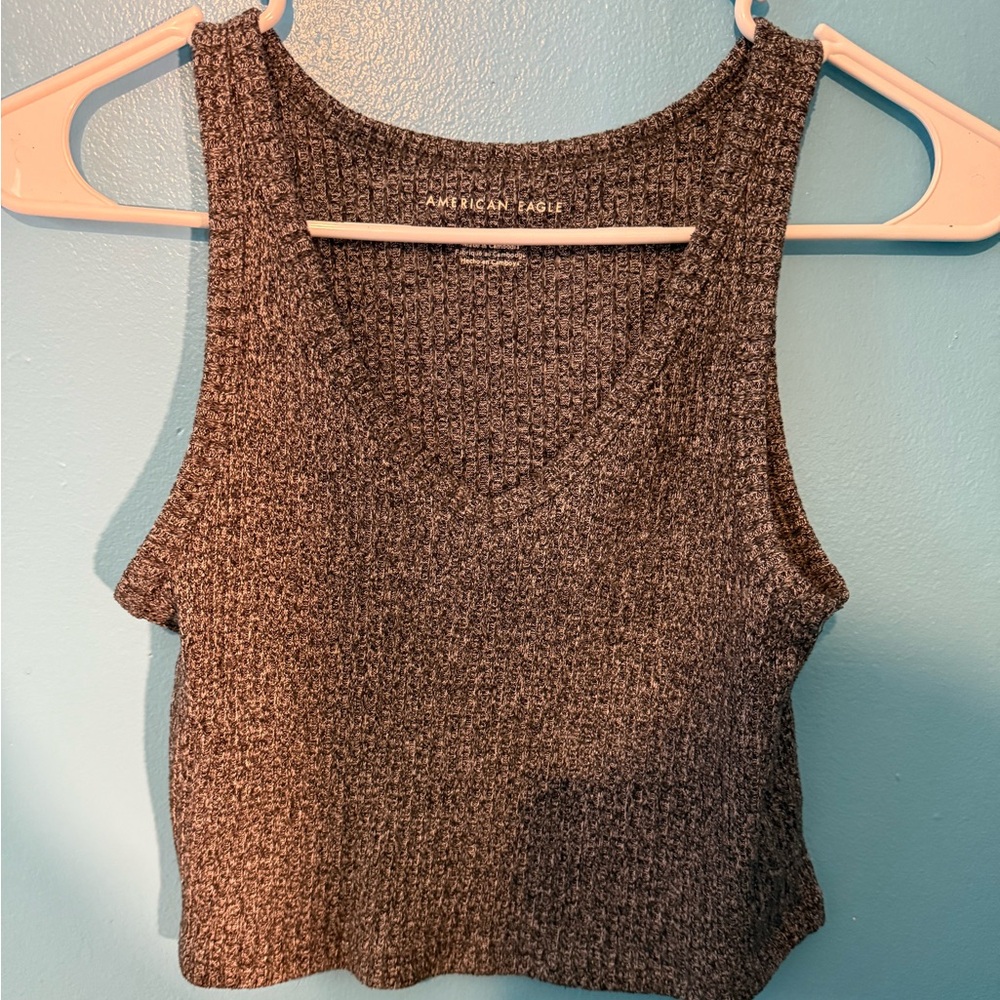 American Eagle Outfitters Charcoal Knit Tank Top